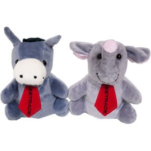 7" Reversible Donkey/Elephant with ties and one color imprints