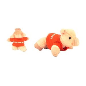 8" Percy Pig with t-shirt and one color imprint