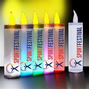 6 1/2" Light Up LED Silver Glitter Candle