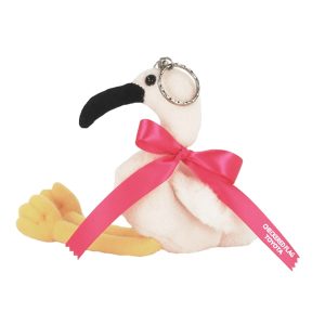 5" Flamingo Key Chain with Ribbon and 1 Color Imprint