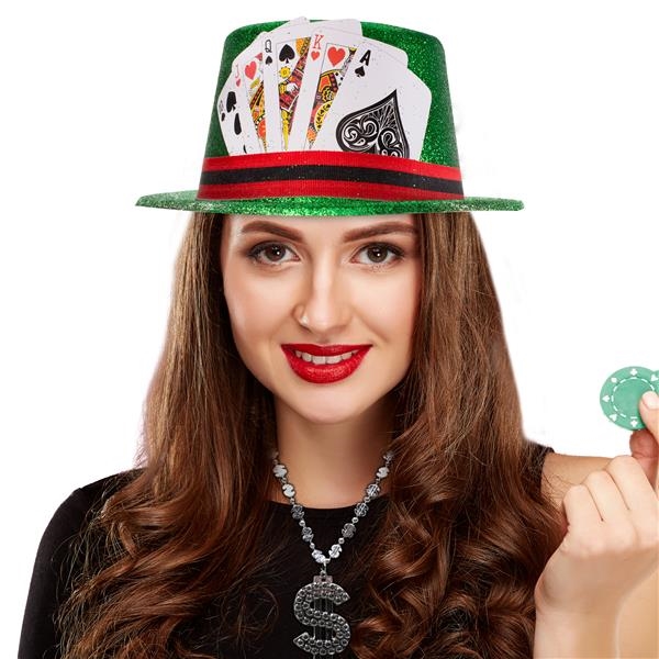 Green Glitter Casino Top Hat