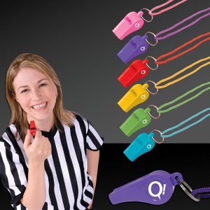 2" Plastic Whistles with Lanyard