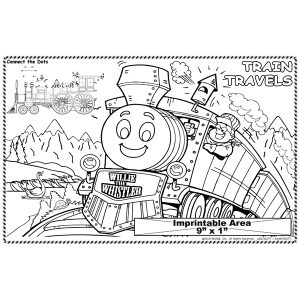 Train Travels Imprintable Colorable Placemat