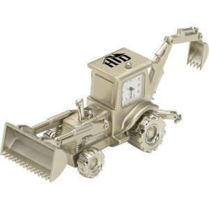 Silver Metal Backhoe Clock