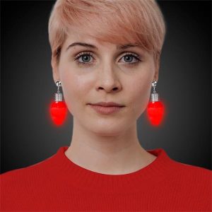 Red Bulb LED Clip-On Earrings