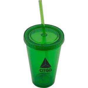 16 oz. Plastic Tumbler with Straw