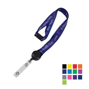 Custom 3/4" Polyester Lanyard w/ Retractable Badge Reel