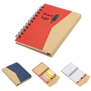 Spiral-Bound Notebook W/ Ballpoint Pen and Sticky Notes