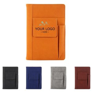 A5 Leather Notebook W/ Front Pockets