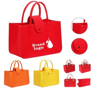 Contoured-Handle Felt Tote Bag