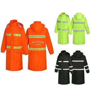 Long One-Piece Raincoat w/ Hoods and Front Zipper