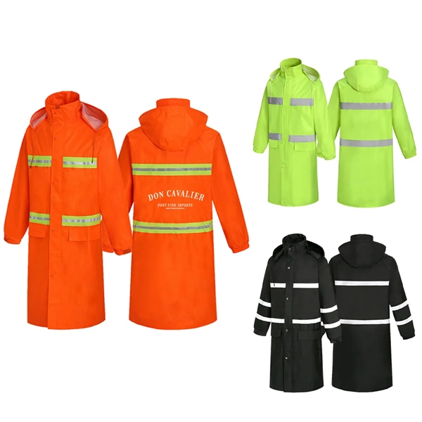 Long One-Piece Raincoat w/ Hoods and Front Zipper