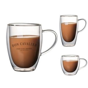 15 Oz. Double Wall Glass Tumbler w/ Handle