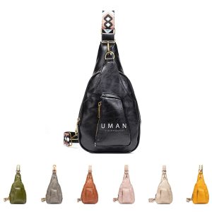 Small Leather Crossbody Fanny Packs Chest Sling Bag