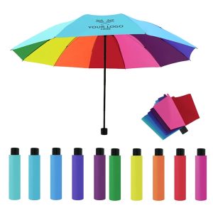 10-Rib Folding Rainbow Umbrella