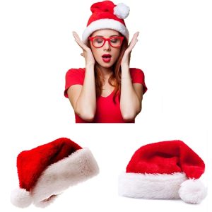 Soft Plush Velvet Christmas Santa Claus Hats