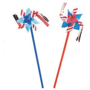 Pinwheel,4" Stars and Stripes with fringe (ASSEMBLY INCLUDED)