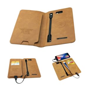 PU leather Wallet Wireless Charger Power Bank