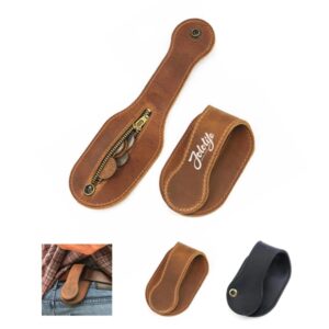 Men Leather Coin Self-Defense Belt Wallet