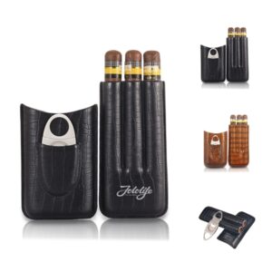 Portable 2 Tube Ciga Case with Cigar Cutter