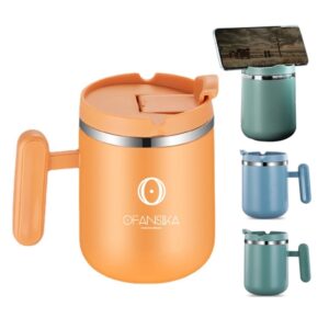 16oz Stainless Steel Mug W/ Mobile Phone Holder