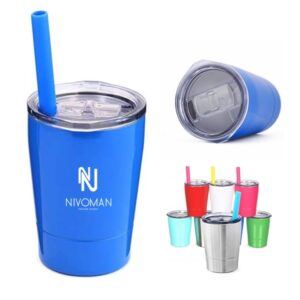 16 oz Stainless Steel Cup W/  Flip Lid and Straw