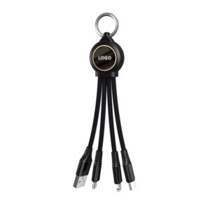 Light Up Logo 3 In 1 Charging Cable Keychain