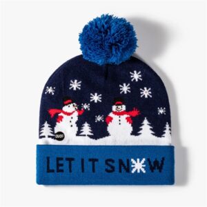 Pom-Pom Cuffed Jacquard Beanie With LED Light