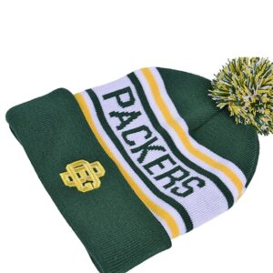 Jacquard Pom-Pom Cuffed Beanie With Strip