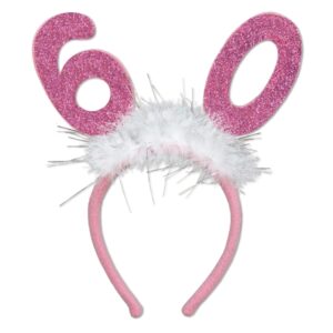 Birthday Glittered Boppers Headband with Marabou