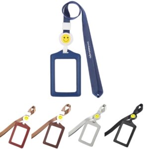 Genuine Leather Badge Holder with Telescopic Lanyard