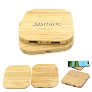 Bamboo 5W Wireless Charger with Dual USB Ports