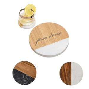 Renewable Bamboo/Marble Circular Coaster