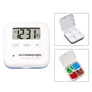 Square 4 Compartment Pill Box Timer