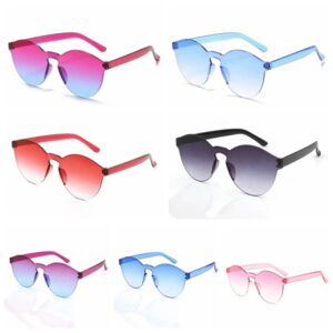 Gradient Color Cat Eye Rimless Sunglasses