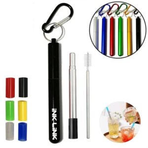 Collapsible Stainless Steel Drinking Straws with Aluminum Ca