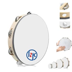 10 inch Wooden Handheld Tambourine with Metal Ringers