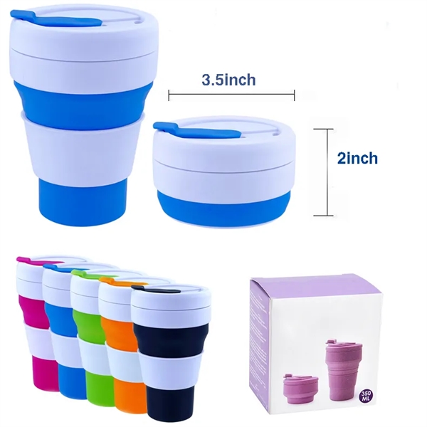 Silicone Collapsible Travel Folding Drinking Cup w/Lid