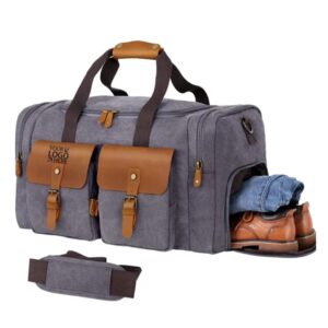 Leather Canvas Travel Duffel Bag