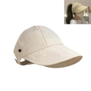 Women's Wide Brim Pongtail Sun Visior Summer Hat