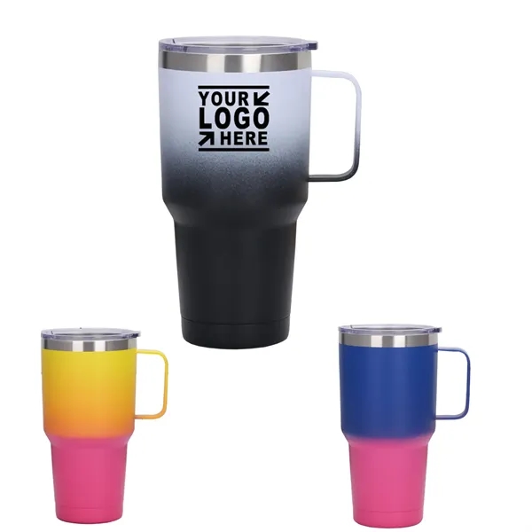 30 oz Gradient Double Wall Travel Tumbler with Steel Handle