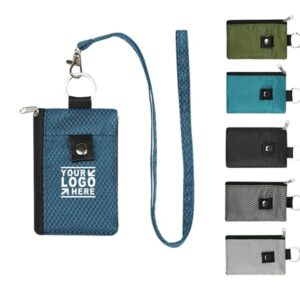 RFID Blocking ID Card Holder Coin Wallet with Lanyard