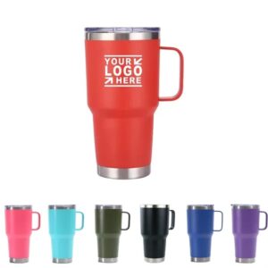 30 oz Double Wall Insulation Travel Mug with Steel Handle