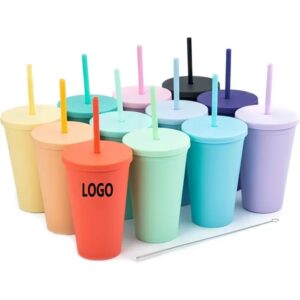 Colored Acrylic Cups with Lids and Straws