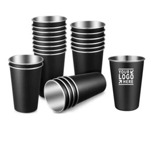 16 oz Single Wall Stemless Black Stainless Steel Pint Cup