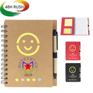 Smiley Spiral Notepad, stickers and Pen Set