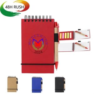 Spiral Notebook w/ Multicolor Stickers and Pen