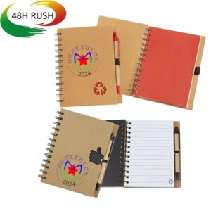 Recycled Kraft Paper Spiral Notepad and Pen Set