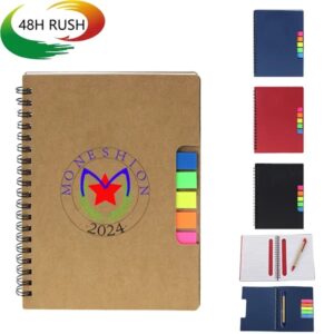 Spiral Notepad w/ Inside Pen and Sticky Notes Set