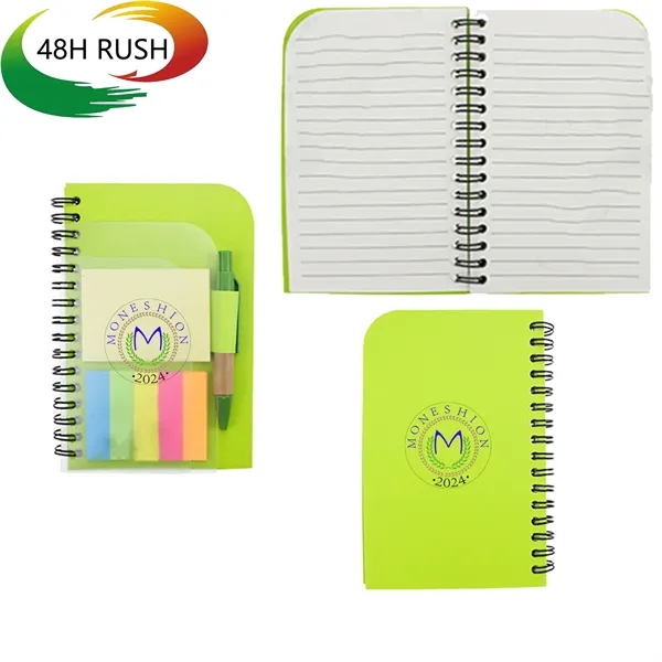 Clear Hard Cover Notepad w/ Pen and Sticky Notes Set